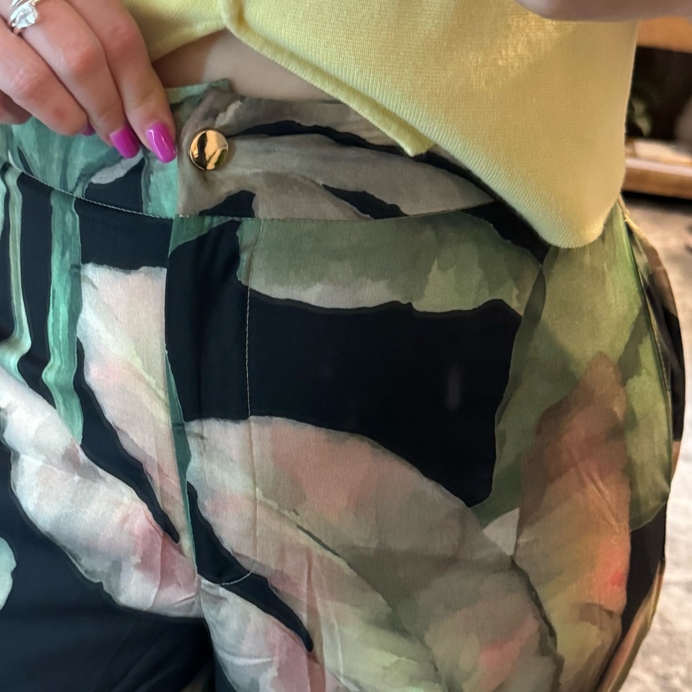 Tropical Leaf Print Women's Summer Vacation Resort Trouser Pants - Picture 11 of 15